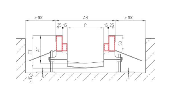 Industrial channel IKR with welded/underwelded channel drain